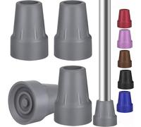 Crutch Tips Heavy Duty Replacement Rubber Cane,Hiking Walker Tips 3/4” Non-Slip All Terrain Caps Accessories for Canes, Rollator, Walkers, Universal Fit 4 PCS (Grey)