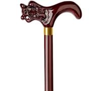 Crutch With Embossed Dragon Head Handle, Handmade Wooden Walking Stick, Load Bearing 75kg