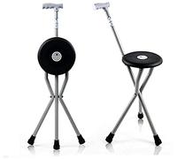 Crutches Cane Stool,Foldable Walking Sticks Stool,Walking Stick With Seat Aluminum Alloy Crutch Chair Tripod Walking Stick Stool Walker Old Man Lightweight Folding Non-slip Walking Stick,Grey