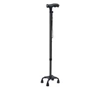 Crutches for The Elderly Four-Legged Telescopic Cane for The Aluminium Alloy Lightweight Multifunctional Light Non-Slip Walking Stick(Black)