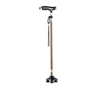 Crutches for The Elderly Non-Slip Walker Lightweight Youth Four-Legged Cane Telescopic(Gold)