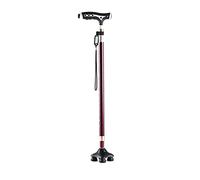 Crutches for The Elderly Non-Slip Walker Lightweight Youth Four-Legged Cane Telescopic(Red)