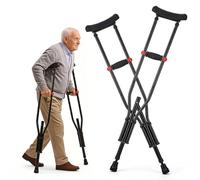 Crutches Forearm Crutches, Height-Adjustable Folding Armpit Crutches, 150 kg Load Capacity, Aluminium Walking Aid with Soft Forearm and Hand Rests, 1 Pair