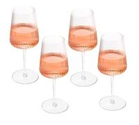 Crutello Modern Wine Glasses 17 oz Glassware, Set of 4, Unique Fluted Glassware with Vintage Ripple Texture, Art Deco Red or White Wine Fancy Glasses