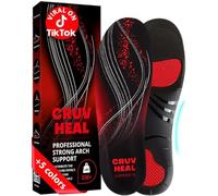 CRUVHEAL 220+ lbs Plantar Fasciitis Insoles Men High Arch Support Black, M