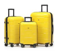 CRUW 3-Piece Luggage Set Expandable Polypropylene Suitcase Set TSA Locks 8 Silent Spinner Wheels Lightweight Nested Suitcases Travel Set easyJet British Airways Jet2 Airline-Approved Carry-On Yellow