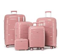CRUW 5-Piece Luggage Set Expandable Polypropylene Suitcase Set TSA Locks 8 Silent Spinner Wheels Lightweight Nested Suitcases Travel Set easyJet British Airways Jet2 Airline-Approved Carry-On Pink