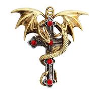 Crux Dragana (Dragon Cross) - for Strong Protection - Anne Stokes Carpe Noctum Collection Seize The Night Pendant Necklace - Gift Boxed