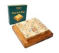 Crux Puzzles Five In A Row Strategy Game - Wooden Noughts And Crosses Board Game