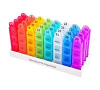 Cruxer 1 Month 4 Compartments Pill Box, 4 Times Daily Pill Box, Moisture Resistant, BPA-Free, Travel Pill Box Dispenser Case to Hold Medicines, Vitamins, Fish Oil, Supplements