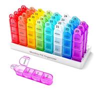 Cruxer 1 Month Pill Organiser 4 Times a Day Medicine Storage Box, Daily Medication Tablet Organizer Moisture-Proof BPA Free Travel Dosette Box Dispenser Case to Hold Vitamins, Fish Oil, Supplement