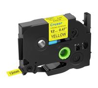 Cruxer 1 Pack Replacement for P-Touch TZe-S631 TZ-S631 12mm 0.47inch Black Text on Yellow Strong Adhesive Laminated Tape Compatible with Ptouch PT-D200 D210 D400 D450 D600 H100 1230PC Label Maker