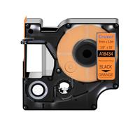 Cruxer 1-Pack Replacement for Rhino 18434 IND Industrail Vinyl Label Tapes 9mm x 5.5m Black on Orange Compatible with Rhino 1000 3000 5000 5200 4200 6000 ILP219 3M PL150 Label Maker