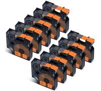 Cruxer 10-Pack Compatible for Dymo IND A18434 Vinyl Label Tape Ribbons，Black on Orange 9mm x 5.5m Replacement for Dymo Rhino 1000 4200 6000 LabelWriter 450 Duo ILP 219 3M PL150 3M PL300