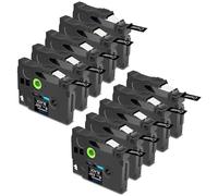 Cruxer 10 Pack Replacement for Brother P-Touch TZe-315 AZe-315 Black Laminated Tapes，White on Black 0.23'' 6mm x 8m Cassette Compatible for Brother PT-H100R PT-200 PT-H110 PT-D410 PT-E110VP