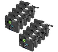Cruxer 10 Pack Replacement for Brother P-Touch TZe-325 AZe-325 Black Laminated Tapes，White on Black 0.35'' 9mm x 8m Cassette Compatible for Brother PT-H100R PT-200 PT-H110 PT-D410 PT-E110VP