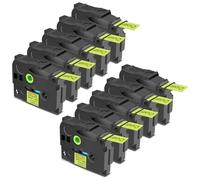 Cruxer 10 Pack Replacement for Brother P-Touch TZe-C51 AZe-C51 Fluorescent Laminated Tapes，Black on Yellow 0.94'' 24mm x 5m Cassette Compatible for Brother PT-P710BT PT-E550W PT-P750W PT-2730VP