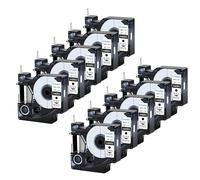 Cruxer 10-Pack Replacement for D1 40913 S0720680 9mm x 7m Black on White Label Tape Compatible with Label Manager 160 210D 260P 280 360D 420P 450D 500TS Label Point/Writer Maker