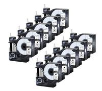 Cruxer 10-Pack Replacement for D1 43613 S0720780 6mm x 7m Black on White Label Tape Compatible with Label Manager 160 210D 260P 280 360D 420P 450D 500TS Label Point/Writer Maker