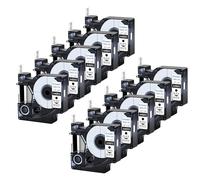 Cruxer 10-Pack Replacement for D1 45013 S0720530 12mm x 7m Black on White Label Tape Compatible with Label Manager 160 210D 260P 280 360D 420P 450D 500TS Label Point/Writer Maker
