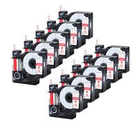 Cruxer 10-Pack Replacement for D1 45015 S0720550 12mm x 7m Red on White Label Tape Compatible with Label Manager 160 210D 260P 280 360D 420P 450D 500TS Label Point/Writer Maker