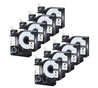 Cruxer 10-Pack Replacement for D1 45020 S0720600 12mm x 7m White on Clear Label Tape Compatible with Label Manager 160 210D 260P 280 360D 420P 450D 500TS Label Point/Writer Maker