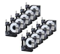Cruxer 10-Pack Replacement for D1 45022 S0720620 12mm x 7m Black on Silver Label Tape Compatible with Label Manager 160 210D 260P 280 360D 420P 450D 500TS Label Point/Writer Maker