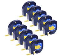 Cruxer 10-Pack Replacement for Letra Tag Refills Tape 91202 91332 91222 S0721620 12mm x 4m (1/2'' x 13') Black on Clear Compatible with LT-100H LT-100T LT-110T Plus QX50 XR XM Label Maker