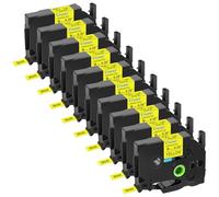 Cruxer 10-Pack Replacement for P-Touch TZe-621 TZe621 9mm x 8m Black on Yellow Laminated Label Tape Compatible with Ptouch PT-H110 PT-H100 H105 PT-P300BT PT-E110 D200 D210 D400 1230PC H200 Maker