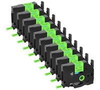 Cruxer 10-Pack Replacement for P-Touch TZe-D31 TZeD31 12mm x 5m Laminated Black on Fluorescent Green Label Tape Compatible with PTouch PT-H110 PT-H100 H105 P300BT PT-E110 D200 D310 D400 1230PC Maker