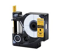 Cruxer 100-Pack Replacement for D1 45023 S0720630 12mm x 7m Black on Gold Label Tape Compatible with Label Manager 160 210D 260P 280 360D 420P 450D 500TS Label Point/Writer Maker