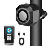 Cruxer 110dB Bike Alarm with Seatpost Bracket, USB-C Recharge with Remote | 3 Ringtone & 3 Volume & 7 Sensitivity Adjustable, IP65 Waterproof, 229FT Wireless Range, Anti-Theft Vibration Alarm