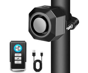 Cruxer 110dB Bike Alarm with Seatpost Bracket, USB-C Recharge with Remote | 3 Ringtone & 3 Volume & 7 Sensitivity Adjustable, IP65 Waterproof, 229FT Wireless Range, Anti-Theft Vibration Alarm