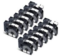 Cruxer 12 Pack Compatible for Rhino A18055 18055 S0718300 12mm Heat Shrink Tube Black on White Label Tape 1/2" 1.5m Replacement for Label Writer Rhino 1000 3000 4200 5000 5200 Marker