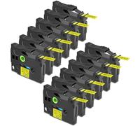 Cruxer 12 Pack Replacement for Brother P-Touch TZe-621 AZe-621 Yellow Laminated Tapes，Black on Yellow 0.35'' 9mm x 8m Cassette Compatible for Brother PT-H100R PT-200 PT-H110 PT-D410 PT-E110VP