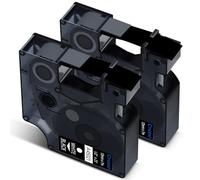 Cruxer 2-Pack Compatible for Dymo D1 45021 S0720610 Label Tape，White on Blak 12mm x 7m Replacement for Dymo LabelManager 160 210D 500TS LabelPoint 100 350 LabelWriter Duo 3M PL150