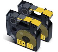 Cruxer 2-Pack Compatible for Dymo D1 45023 S0720630 Label Tape，Black on Gold 12mm x 7m Replacement for Dymo LabelManager 160 210D 500TS LabelPoint 100 350 LabelWriter Duo 3M PL150