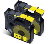 Cruxer 2-Pack Compatible for Dymo D1 45808 S0720880 Label Tape，Black on Yellow 19mm x 7m Replacement for Dymo LabelManager 300 350D 500TS LabelPoint 300 350 LabelWriter 450 Duo