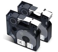 Cruxer 2-Pack Compatible for Dymo Rhino A18055 S0718300 Heat Shrink Label Tape Ribbons,Black on White 12mm x 1.5m Replacement for Dymo LabelWriter Rhino 1000 3000 4200 5000 5200