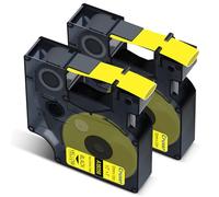 Cruxer 2 Pack Compatible for Rhino A18056 18056 S0718310 12mm Heat Shrink Tube Black on Yellow Label Tape 1/2" 1.5m Replacement for Label Writer Rhino 1000 3000 4200 5000 5200 Marker