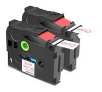 Cruxer 2 Pack Replacement for Brother P-Touch TZe-252 AZe-252 White Laminated Tapes，Red on White 0.94'' 24mm x 8m Cassette Compatible for Brother PT-P700 PT-E550WVP PT-P750W PT-2730VP