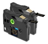 Cruxer 2 Pack Replacement for Brother P-Touch TZe-334 AZe-334 Black Laminated Tapes，Gold on Black 0.47'' 12mm x 8m Cassette Compatible for Brother PT-H100R PT-200 PT-H110 PT-D410 PT-E110VP