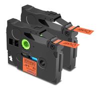 Cruxer 2 Pack Replacement for Brother P-Touch TZe-B31 AZe-B31 Fluorescent Laminated Tapes,Black on Orange 0.47'' 12mm x 5m Cassette Compatible for Brother PT-H100R PT-200 PT-D410 PT-E110VP