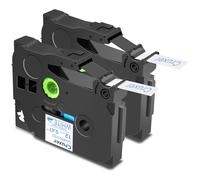 Cruxer 2 Pack Replacement for Brother P-Touch TZe-FA3 AZe-FA3 Iron-on Fabric Clothing Laminated Tapes，Blue on White 0.47'' 12mm x 3m Compatible for Brother PT-H100R PT-200 PT-H110 PT-D410 PT-E110VP