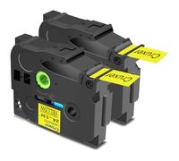Cruxer 2 Pack Replacement for Brother P-Touch TZe-S651 AZe-S651 Extra Strength Adhesive Laminated Tapes，Black on Yellow 0.94'' 24mm x 8m Compatible for Brother PT-P700 PT-E550WVP PT-P750W PT-2730VP