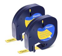 Cruxer 2-Pack Replacement for Letra Tag Refills Tape 91202 91332 91222 S0721620 12mm x 4m (1/2'' x 13') Black on Clear Compatible with LT-100H LT-100T LT-110T Plus QX50 XR XM Label Maker