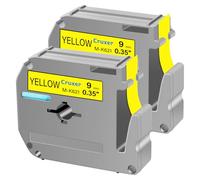 Cruxer 2 Pack Replacement for P Touch M-K621 MK621 M621 Black on Yellow 9mm 0.35 3/8 M Tape Yellow for Ptouch PT-M95 PT-80 PT-90 PT-70 PT-55 PT-65 PT-85 PT-45 PT-70BM PT-100 Label Maker