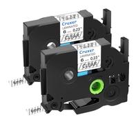 Cruxer 2 Pack Replacement for P-Touch TZe-111 TZ-111 Label Tape Black Text on Clear Laminated 6mm 0.23" Compatible with Ptouch PT-D200 PT-D210 PT-D400 PT-D450 PT-D600 PT-H100 PT-1230PC Label Maker