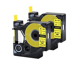 Cruxer 2 Pack Replacement for Rhino A18054 18054 3/8" 9mm Heat Shrink Tube Black on Yellow Industrial Wire Label Tape for Rhino 4200 Rhino 5000 Rhino 5200 Rhino 6000 Label Maker