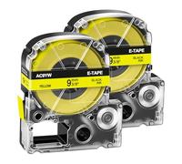 Cruxer 2-Pack Replacement for SC9YW LK-3YBP AC9YW 9mm x 8m Laminated Black on Yellow Label Tape Compatible with Epson LW-1000P LW-700 LW-300L LW-300 LW-400 LW-500 LW-600P LW-900P Label Maker
